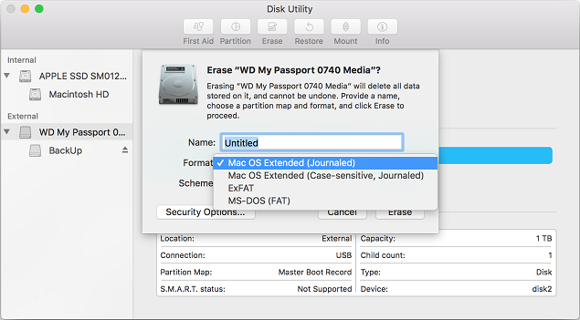 formatting wd passport drive for mac